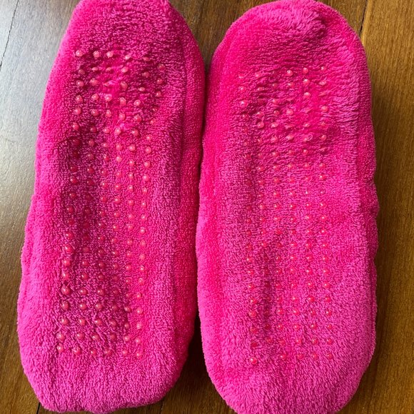 Sz S/M (6-7) Pink with White Tassels Soft Fleece Slipper Socks - Picture 2 of 4